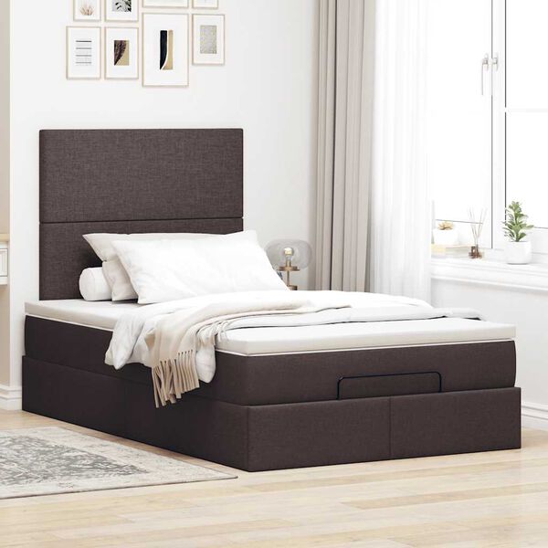 VidaXL Cadre de lit ottoman avec matelas marron fonc&eacute; 120x190 cm tissu