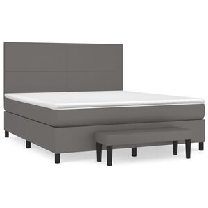 vidaXL Sommier &agrave; lattes de lit avec matelas Gris 180x200 cm Similicuir