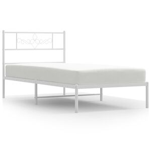 vidaXL Cadre de lit m&eacute;tal sans matelas avec t&ecirc;te de lit blanc 80x200cm