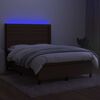 vidaXL Sommier &agrave; lattes de lit matelas et LED Marron fonc&eacute; 140x190 cm