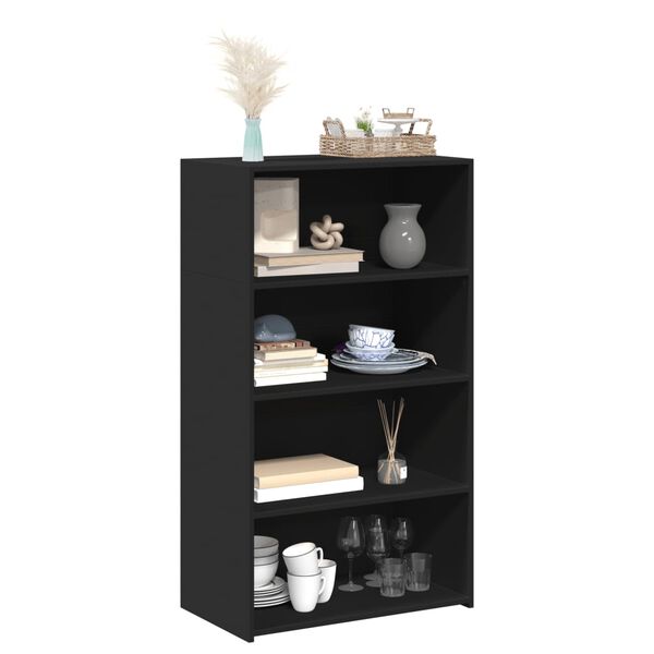 vidaXL Buffet haut noir 70x41x124 cm bois d'ing&eacute;nierie