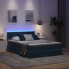 vidaXL Lit avec rangement et LED Bleu fonc&eacute; 140 x 190 cm Velours