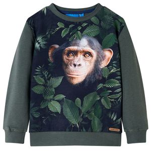 Sweatshirt pour enfants kaki fonc&eacute; 104