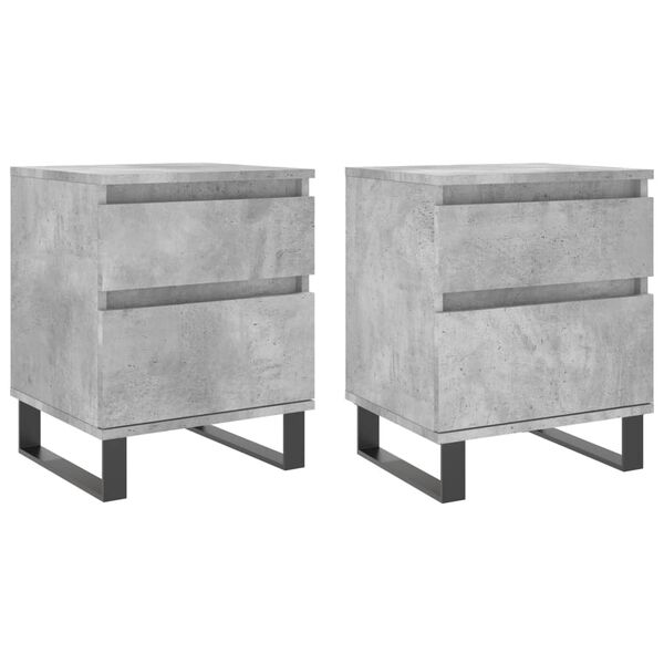 vidaXL Tables de chevet 2 pcs gris b&eacute;ton 40x35x50 cm bois d&rsquo;ing&eacute;nierie