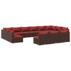 vidaXL Salon de jardin 13 pcs avec coussins Marron R&eacute;sine tress&eacute;e