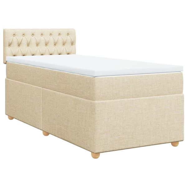 vidaXL Sommier &agrave; lattes de lit avec matelas Cr&egrave;me 100x200 cm Tissu