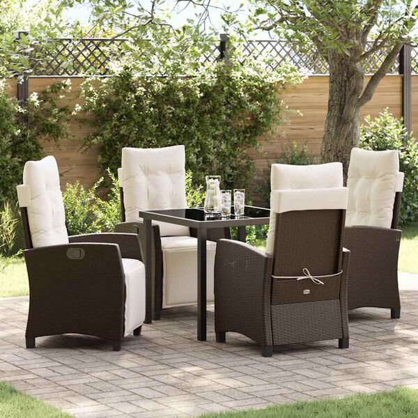 vidaXL Ensemble de salle à manger pour jardin 5 pcs Marron polyrotin