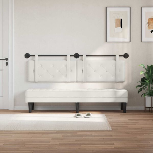 vidaXL T&ecirc;te de lit suspendue Blanc 190 x 55 x 5 cm Simili cuir