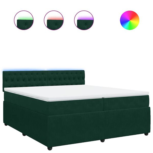 vidaXL Sommier &agrave; lattes de lit et matelas Vert fonc&eacute; 200x200cm Velours