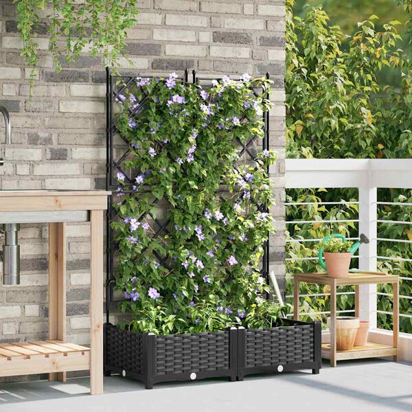 vidaXL Cache-pot de jardin 2 pcs Noir 80 x 40 x 125,5 cm Acier