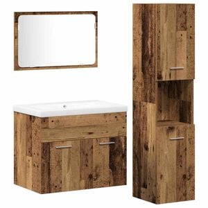 vidaXL Ensemble de mobilier de salle de bain avec &eacute;tag&egrave;re 4 pcs Marron