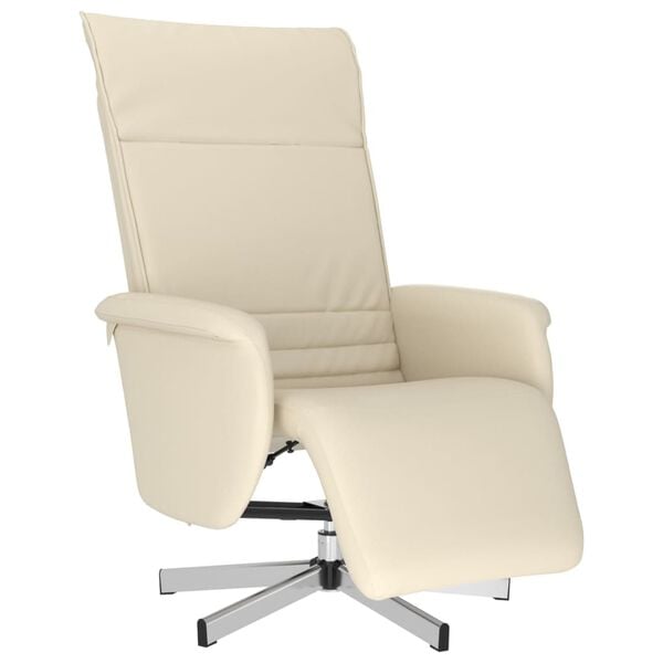 vidaXL Fauteuil inclinable avec repose-pieds cr&egrave;me similicuir