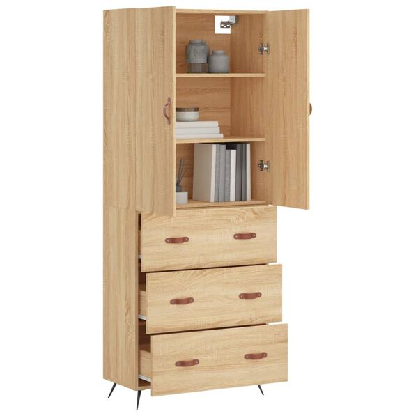 vidaXL Buffet haut Ch&ecirc;ne sonoma 69,5x34x180 cm Bois d'ing&eacute;nierie