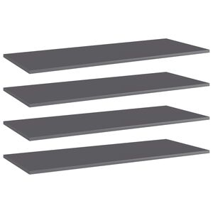 vidaXL Panneaux biblioth&egrave;que 4pcs Gris brillant 100x40x1,5cm Agglom&eacute;r&eacute;