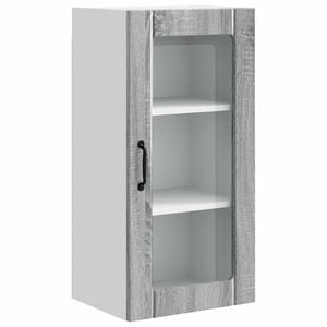 vidaXL Cabinet en verre mural PORTO Gris Sonoma 40 x 31 x 80 cm