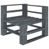 vidaXL Canap&eacute; d'angle palette de jardin avec coussins noir bois