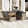 vidaXL Salon de jardin avec coussins 7 pcs beige r&eacute;sine tress&eacute;e