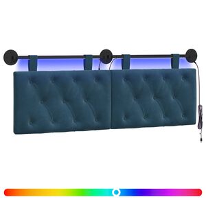 vidaXL T&ecirc;te de lit suspendue Avec lumi&egrave;re LED Bleu Velours