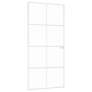 vidaXL Porte d'int&eacute;rieur Blanc 93x201,5 cm Tremp&eacute; verre aluminium fin