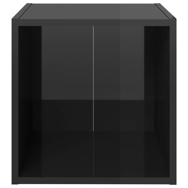 vidaXL Meuble TV Noir brillant 37x35x37 cm Bois d&rsquo;ing&eacute;nierie