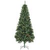 vidaXL Arbre de No&euml;l artificiel pr&eacute;-&eacute;clair&eacute;/boules pommes de pin 210cm