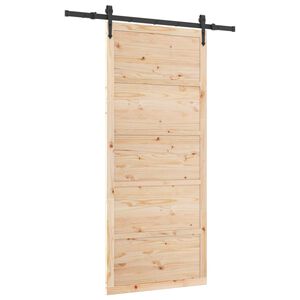 vidaXL Porte coulissante 80 x 208 cm Bois de pin massif Naturel