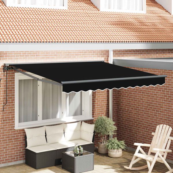 vidaXL Auvent R&eacute;tractable Noir 300 x 250 cm Aluminium et Tissu
