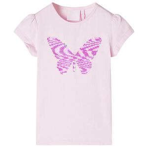 T-shirt pour enfants &agrave; mancherons rose p&acirc;le 104