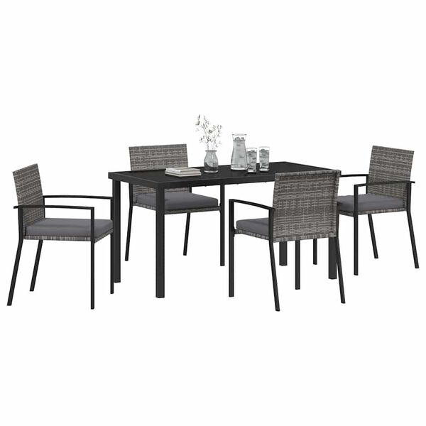 vidaXL Ensemble de salle &agrave; manger pour jardin 5 pcs Gris