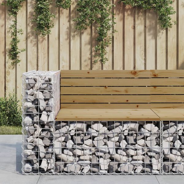 vidaXL Banc de jardin design gabion 92x71x65,5cm bois de pin imprégné