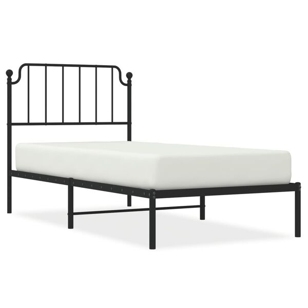 vidaXL Cadre de lit métal sans matelas avec tête de lit noir 90x190 cm