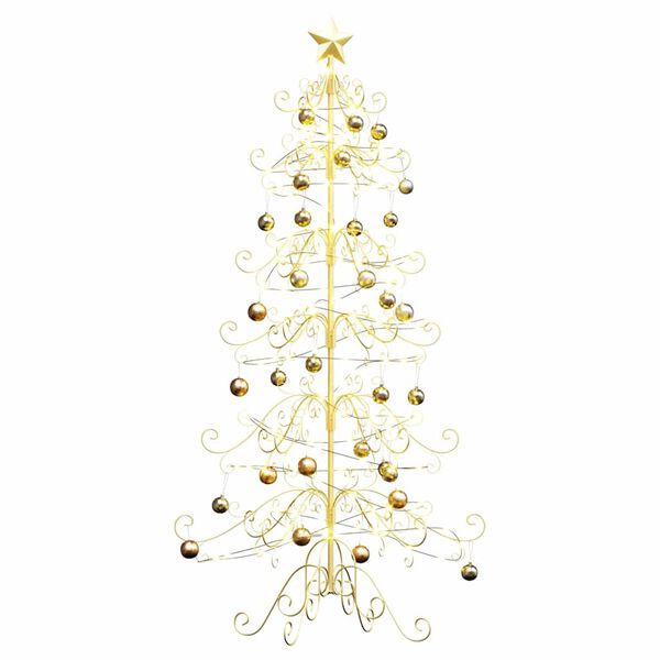 vidaXL Arbre de No&euml;l en m&eacute;tal Dor&eacute; 180 cm Acier peint par poudre