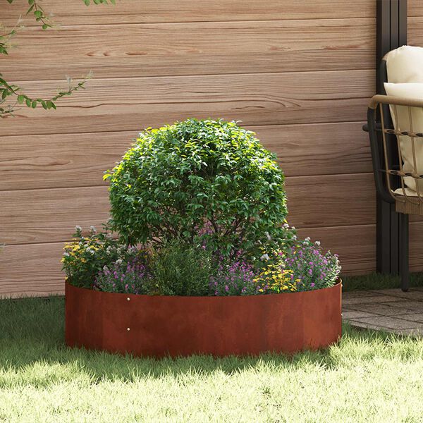 vidaXL Anneau de jardini&egrave;re Marron 80 x 80 x 20 cm Acier patin&eacute;