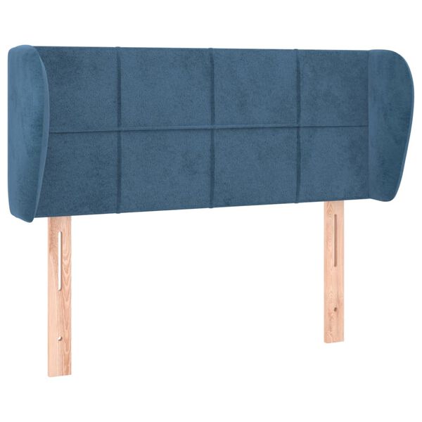 vidaXL T&ecirc;te de lit avec oreilles Bleu fonc&eacute; 103x23x78/88 cm Velours