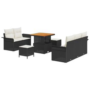 vidaXL Ensemble de canap&eacute; de jardin avec coussin 8 pcs Noir et Cr&egrave;me