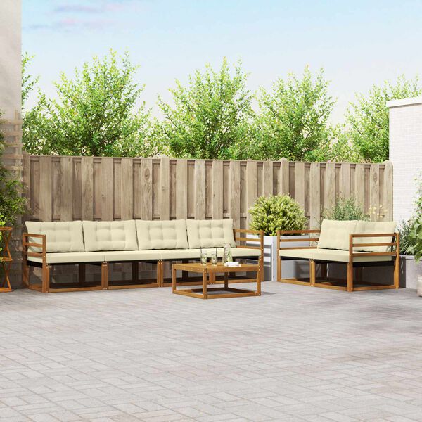 vidaXL Ensemble de canap&eacute;s d'ext&eacute;rieur 7 pcs Naturel et Cr&egrave;me