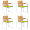 vidaXL Chaises de jardin lot de 4 avec coussins Bois de teck massif