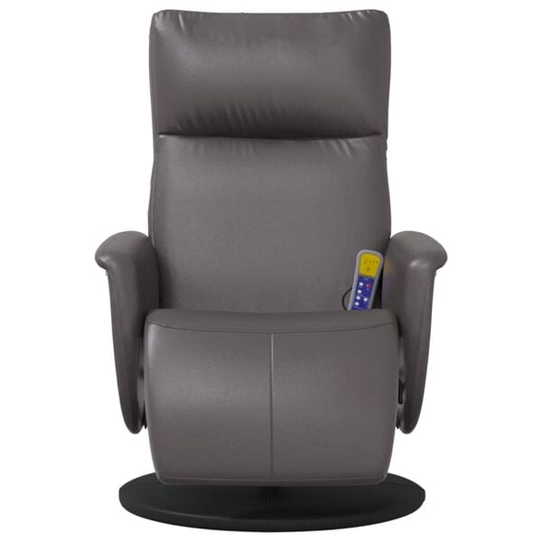 vidaXL Fauteuil inclinable de massage repose-pieds gris similicuir