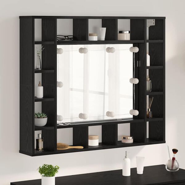 vidaXL Armoire Miroir Ch&ecirc;ne noir 91 x 15 x 76,5 cm Bois d'ing&eacute;nierie