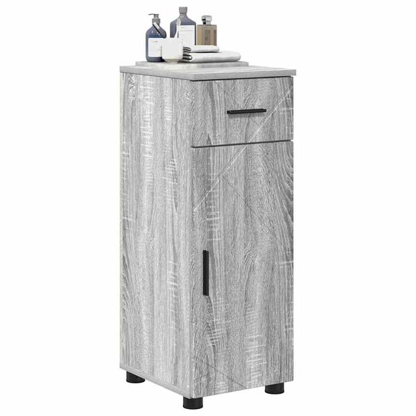 vidaXL Cabinet de salle de bain avec porte Gris Sonoma 30 x 35 x 80 cm