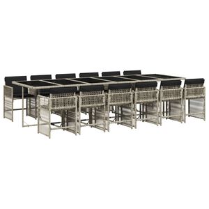 vidaXL Ensemble &agrave; manger de jardin et coussins 13 pcs gris clair rotin