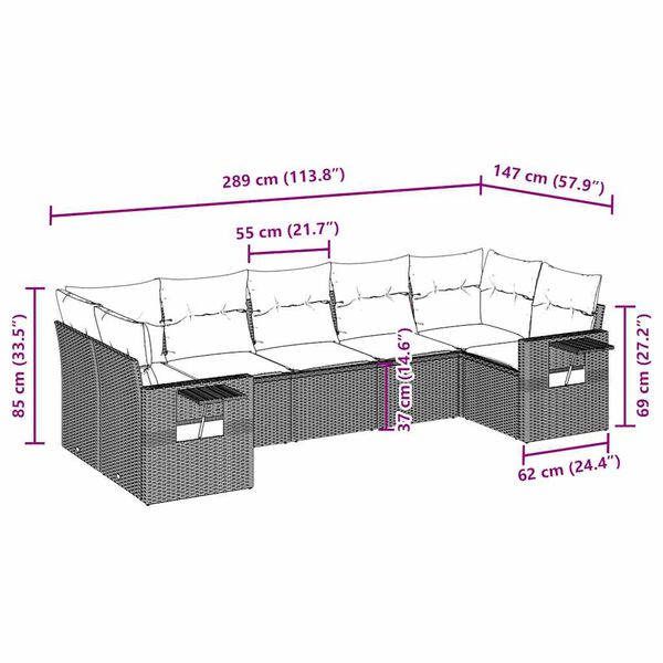 vidaXL Salon de jardin avec coussins 7 pcs gris clair résine tressée