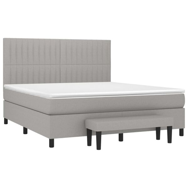 vidaXL Sommier &agrave; lattes de lit avec matelas Gris clair 160x200cm Tissu