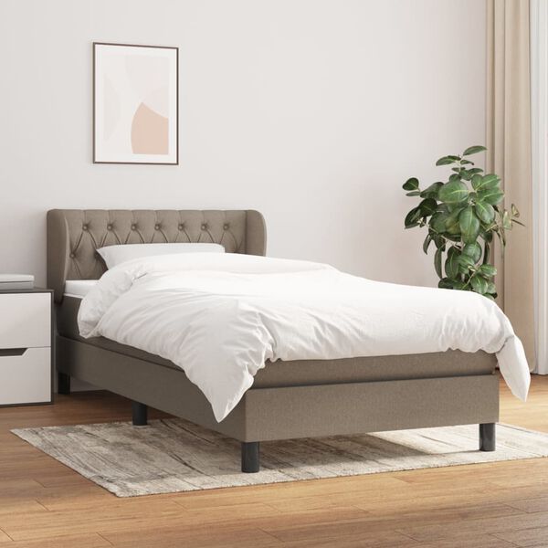 vidaXL Sommier &agrave; lattes de lit avec matelas Taupe 100x200 cm Tissu
