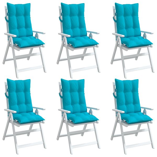 vidaXL Coussins de chaise &agrave; dossier haut lot de 6 turquoise