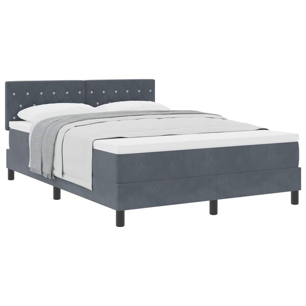 vidaXL Lit &agrave; ressorts avec matelas Gris fonc&eacute; 140 x 190 cm Velours