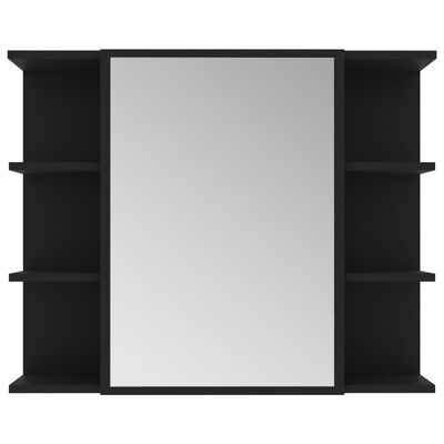 vidaXL Armoire à miroir de salle de bain Noir 80x20,5x64 cm Aggloméré