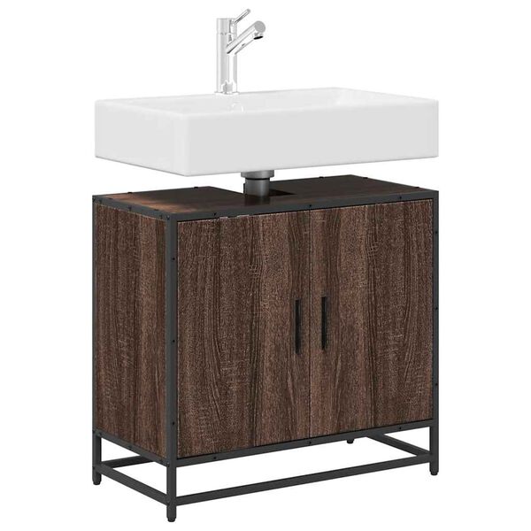vidaXL Armoire de lavabo de salle de bain ch&ecirc;ne marron 65x33x60 cm
