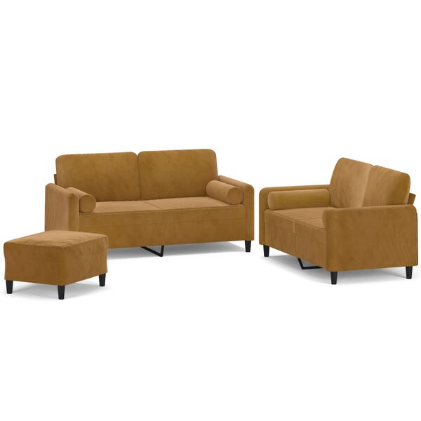 vidaXL Ensemble de canap&eacute;s 3pcs coussins d&eacute;coratifs et coussins Marron