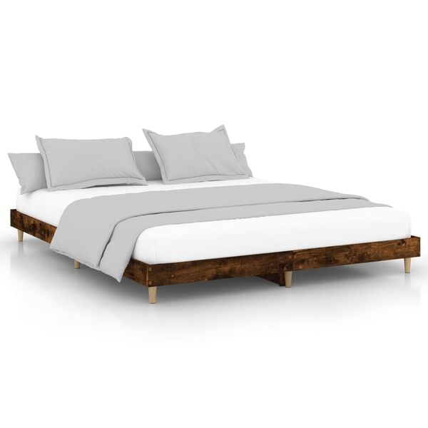vidaXL Cadre de lit sans matelas chêne fumé 140x200 cm bois ingénierie